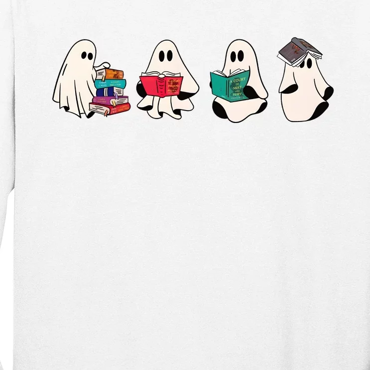 Ghost Bookish Cute Ghoul Halloween Bookworm Book Lover Long Sleeve Shirt