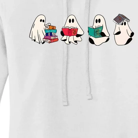 Ghost Bookish Cute Ghoul Halloween Bookworm Book Lover Women's Pullover Hoodie