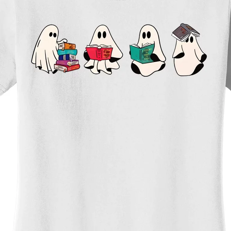 Ghost Bookish Cute Ghoul Halloween Bookworm Book Lover Women's T-Shirt