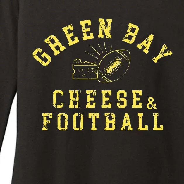 Green Bay Cheese & Football Distressed Gift Womens CVC Long Sleeve Shirt