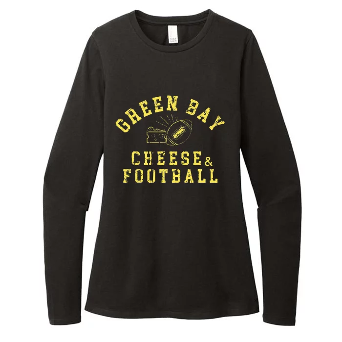 Green Bay Cheese & Football Distressed Gift Womens CVC Long Sleeve Shirt