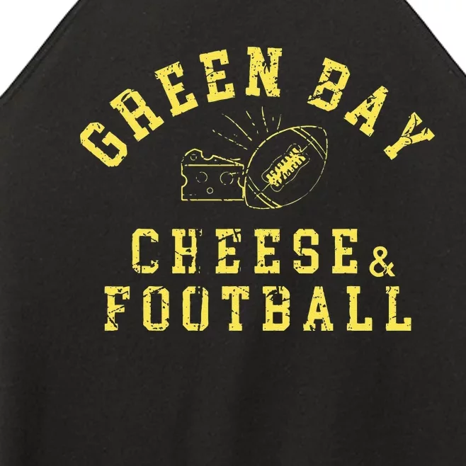 Green Bay Cheese & Football Distressed Gift Women’s Perfect Tri Rocker Tank