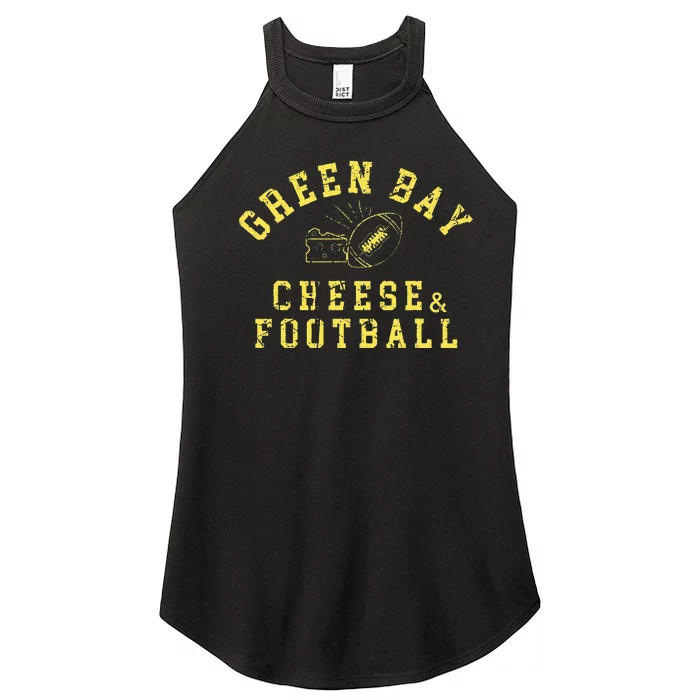 Green Bay Cheese & Football Distressed Gift Women’s Perfect Tri Rocker Tank