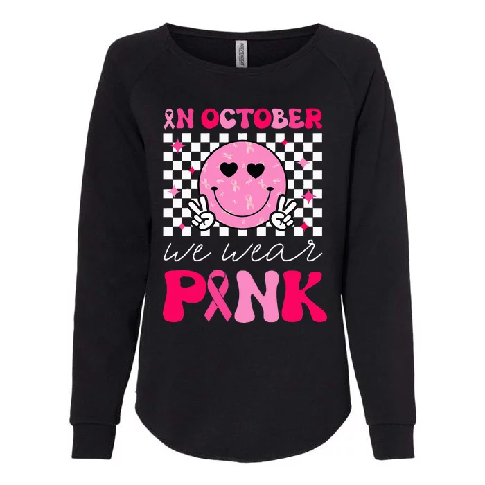 Groovy Breast Cancer Awareness In October Womens California Wash Sweatshirt