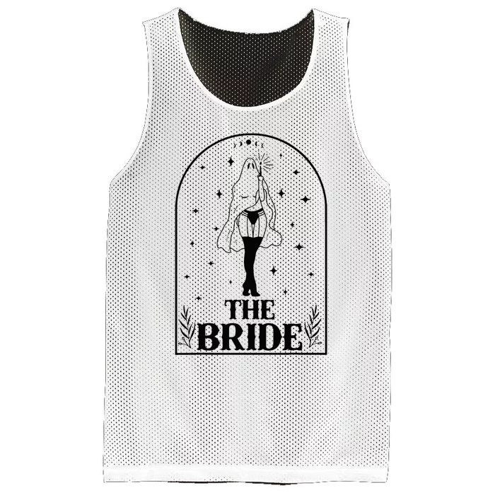 Ghost Bride Coven Witchy Gothic Wedding Bachelorette Party Mesh Reversible Basketball Jersey Tank