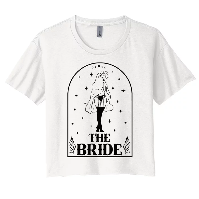 Ghost Bride Coven Witchy Gothic Wedding Bachelorette Party Women's Crop Top Tee