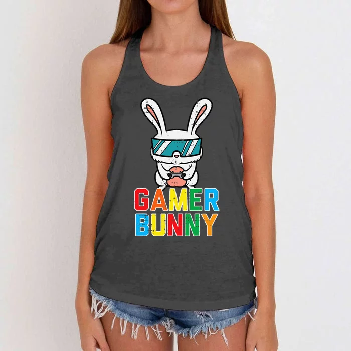 Gamer Bunny Cute Easter Video Game Gaming Women's Knotted Racerback Tank