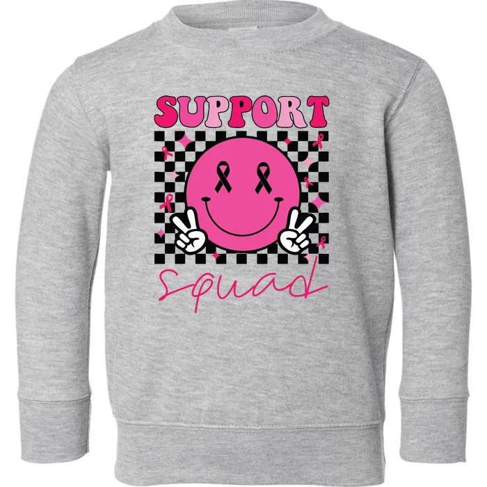 Groovy Breast Cancer Awareness Kids Support Squad Toddler Sweatshirt