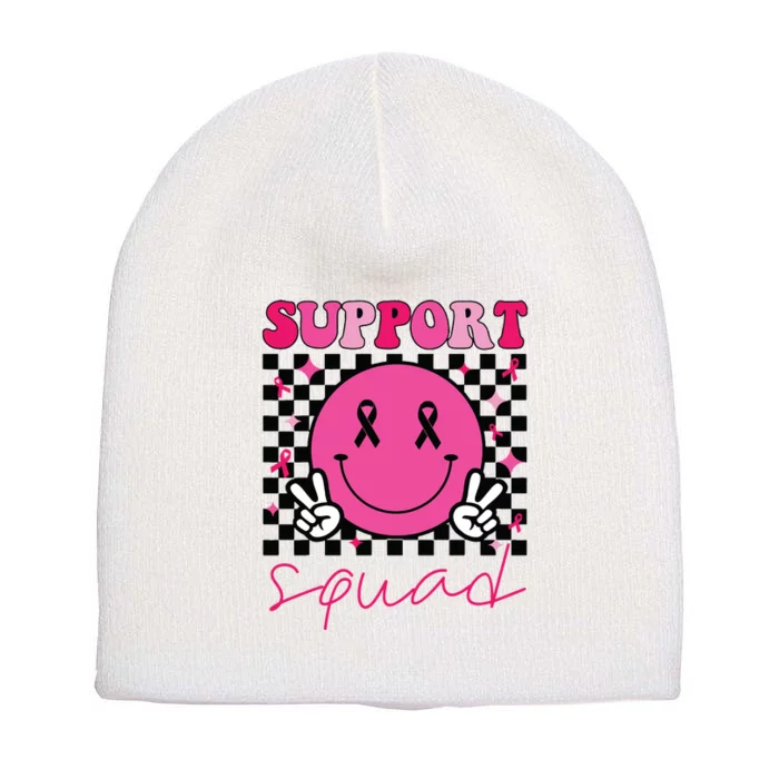 Groovy Breast Cancer Awareness Kids Support Squad Short Acrylic Beanie