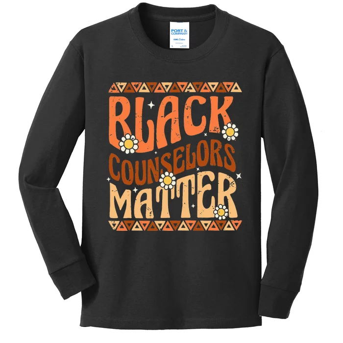 groovy Black Counselors Matter Black History Kids Long Sleeve Shirt