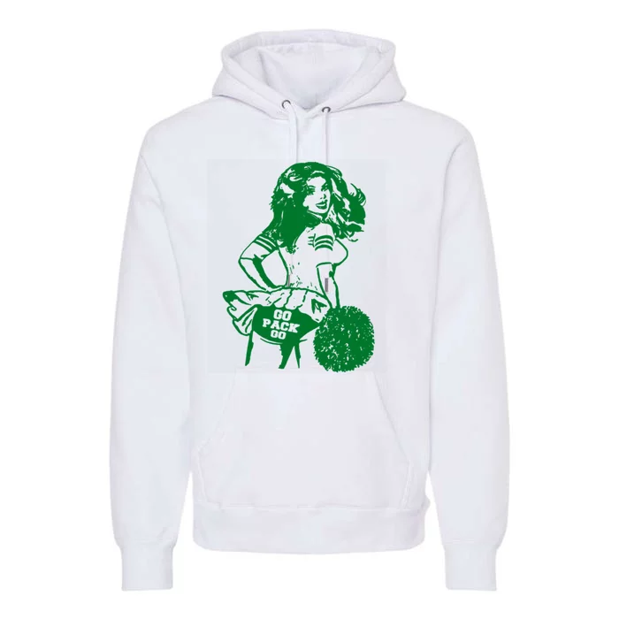 Green Bay Cheerleader Vintage Fan Wisconsin Premium Hoodie