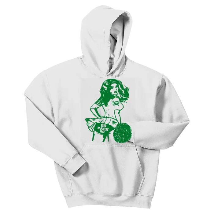 Green Bay Cheerleader Vintage Fan Wisconsin Kids Hoodie