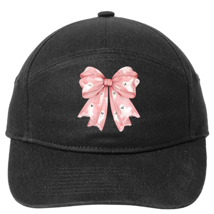 Ghost Bow Coquette Cute Halloween Costume 7-Panel Snapback Hat