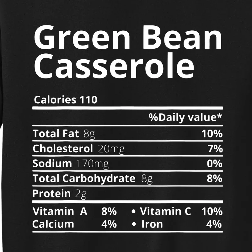 Green Bean Casserole Nutrition Facts Thanksgiving Christmas Sweatshirt