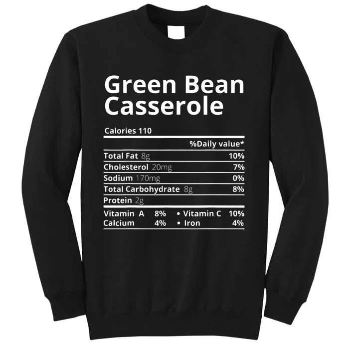 Green Bean Casserole Nutrition Facts Thanksgiving Christmas Sweatshirt