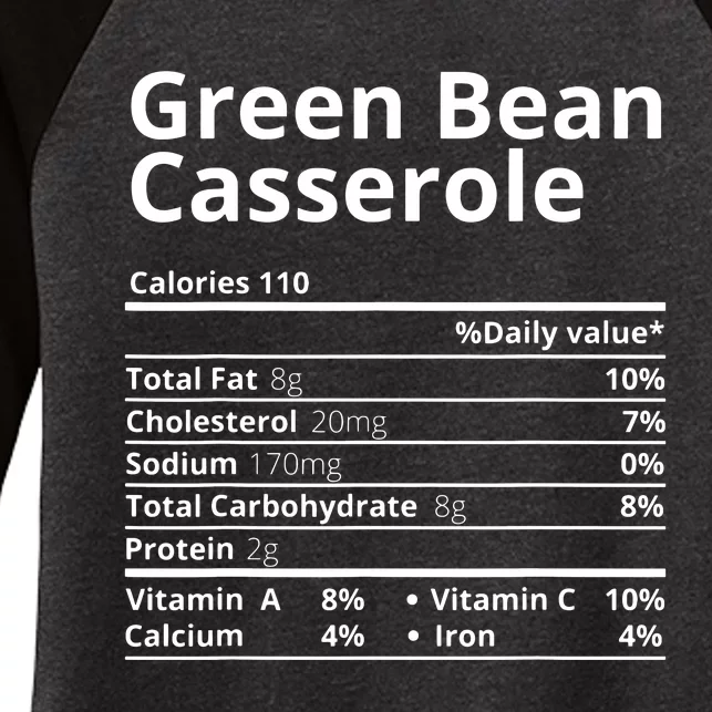 Green Bean Casserole Nutrition Facts Thanksgiving Christmas Women's Tri-Blend 3/4-Sleeve Raglan Shirt