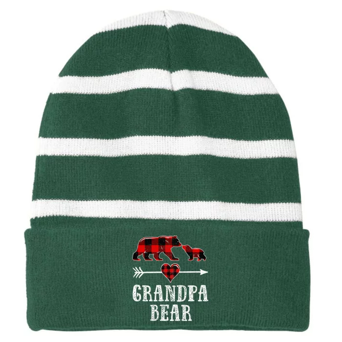 Grandpa Bear Christmas Grandpa Bear Plaid Pajama Striped Beanie with Solid Band