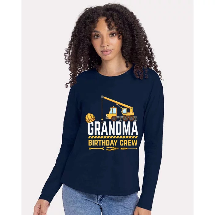 Grandma Birthday Crew Construction Birthday Womens Cotton Relaxed Long Sleeve T-Shirt