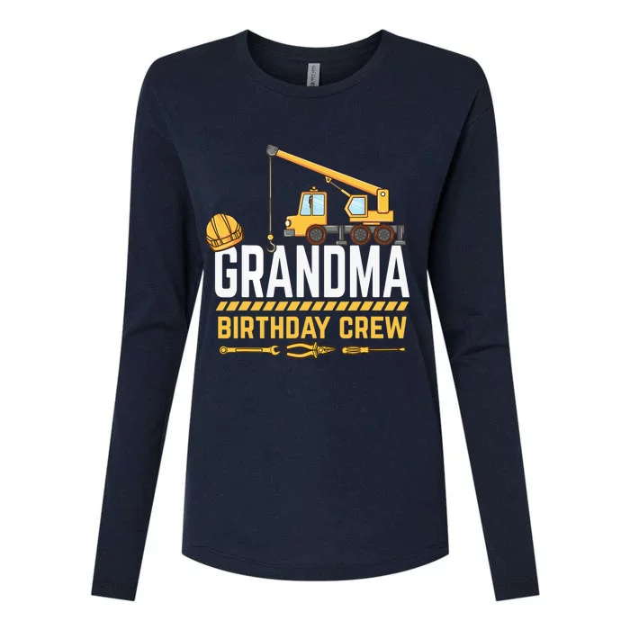 Grandma Birthday Crew Construction Birthday Womens Cotton Relaxed Long Sleeve T-Shirt