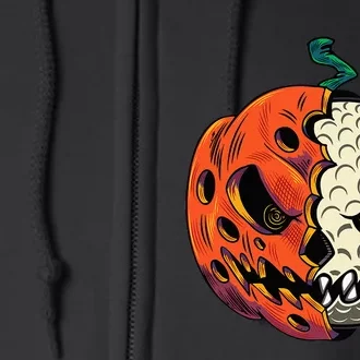 Golf Ball Costume - Pumpkin Skull Halloween Golf Player Full Zip Hoodie