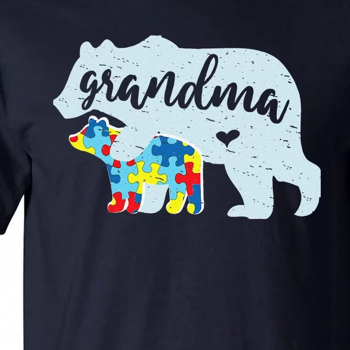 Grandma Bear Cute Autism Awareness Puzzle Piece Cub Gift Tall T-Shirt