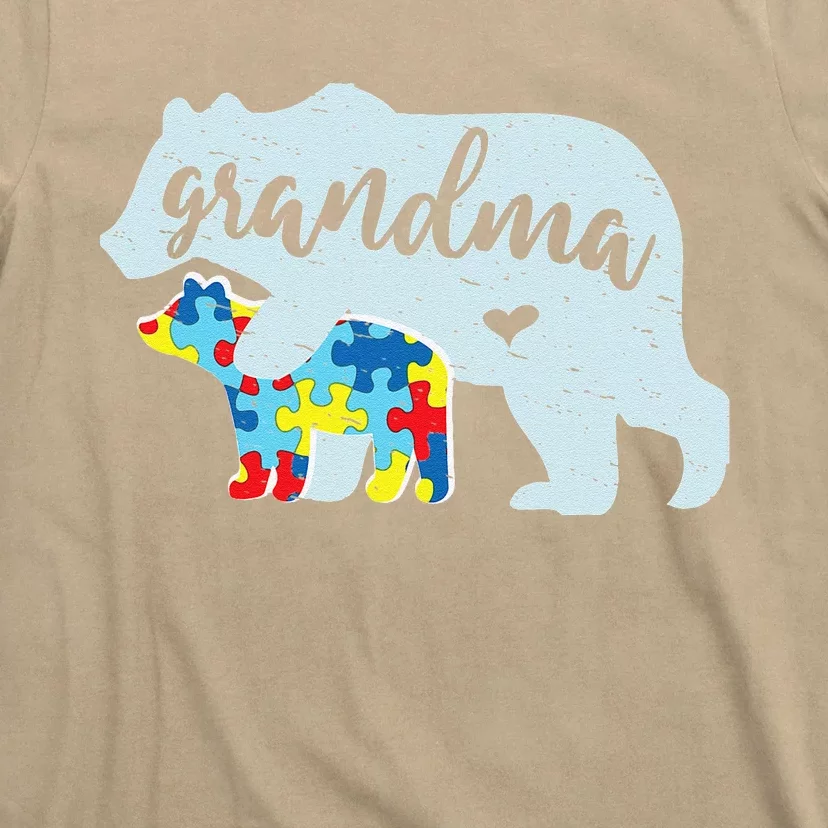 Grandma Bear Cute Autism Awareness Puzzle Piece Cub Gift T-Shirt