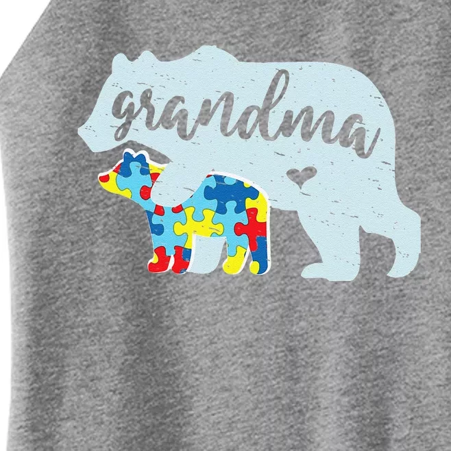 Grandma Bear Cute Autism Awareness Puzzle Piece Cub Gift Women’s Perfect Tri Rocker Tank