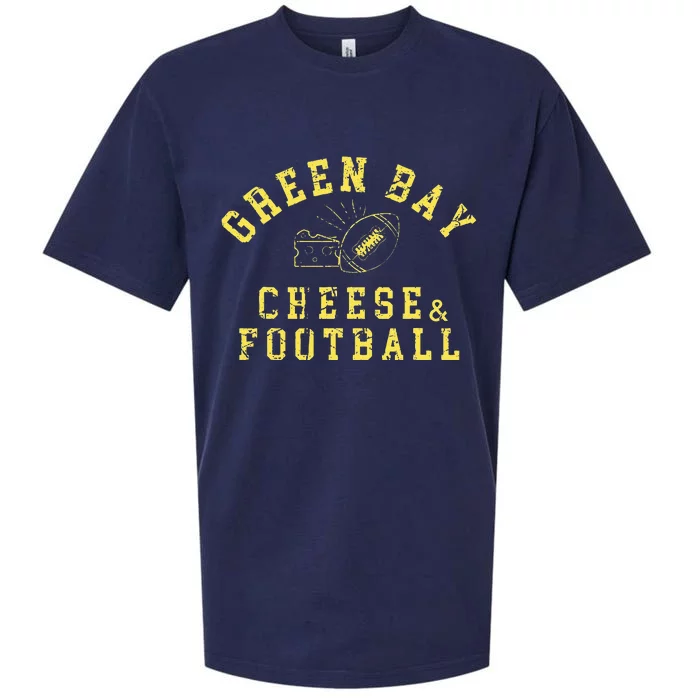 Green Bay Cheese & Football Distressed Gift Sueded Cloud Jersey T-Shirt