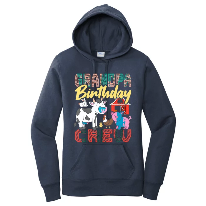 Grandpa Birthday Crew Farm Animals Birthday Party Supplies Women's Pullover Hoodie