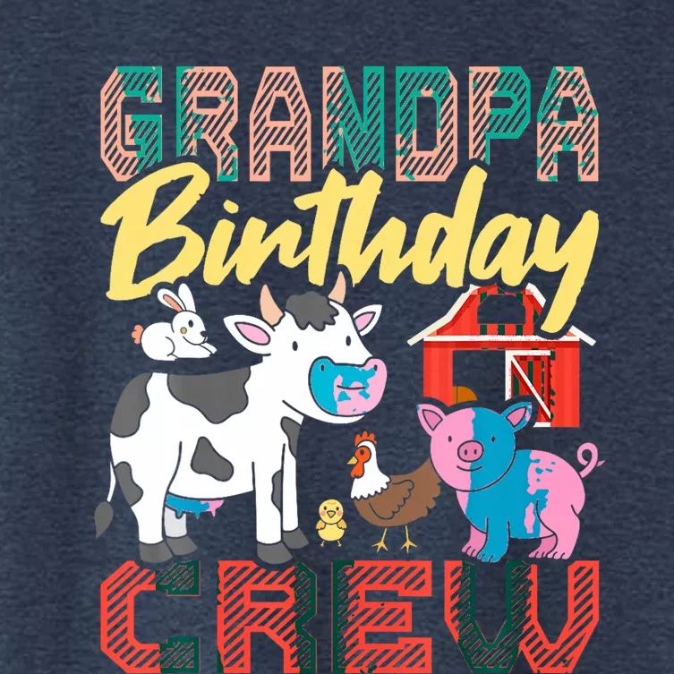 Grandpa Birthday Crew Farm Animals Birthday Party Supplies Women's Crop Top Tee