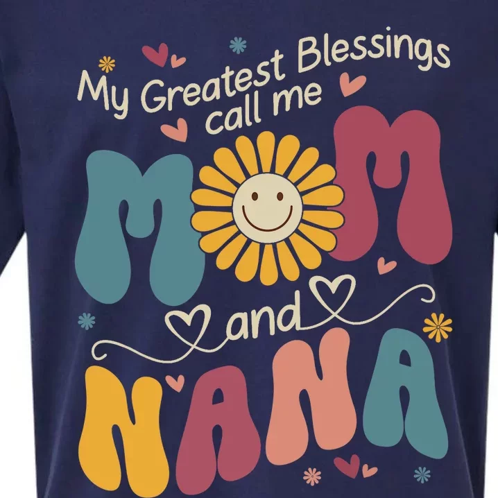 Greatest Blessings Call Me Mom And NaNa Groovy Mothers Day Sueded Cloud Jersey T-Shirt