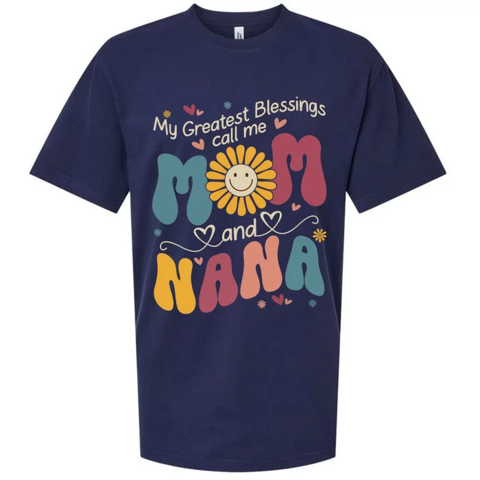 Greatest Blessings Call Me Mom And NaNa Groovy Mothers Day Sueded Cloud Jersey T-Shirt