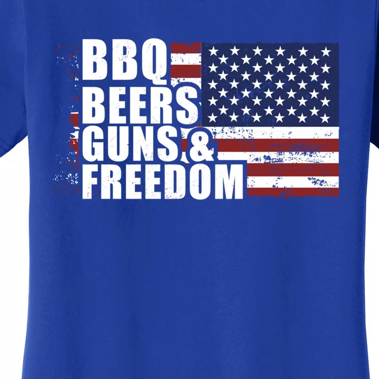 Grilling Barbecue Cool Bbq Beers Guns And Freedom Cool Gift Women's T-Shirt