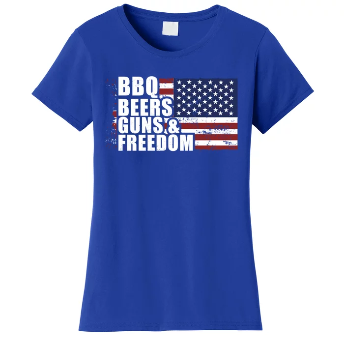 Grilling Barbecue Cool Bbq Beers Guns And Freedom Cool Gift Women's T-Shirt