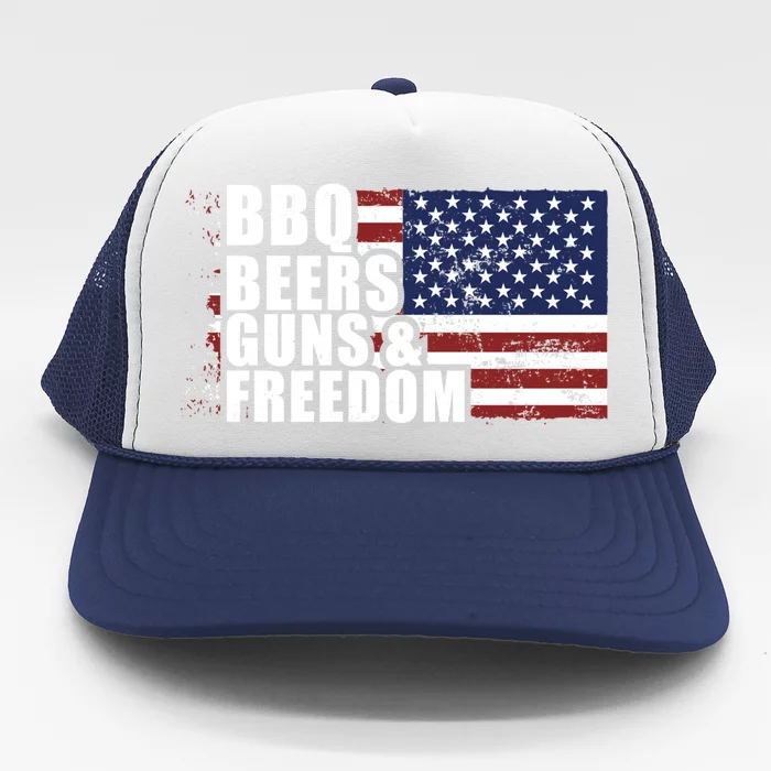 Grilling Barbecue Cool Bbq Beers Guns And Freedom Cool Gift Trucker Hat