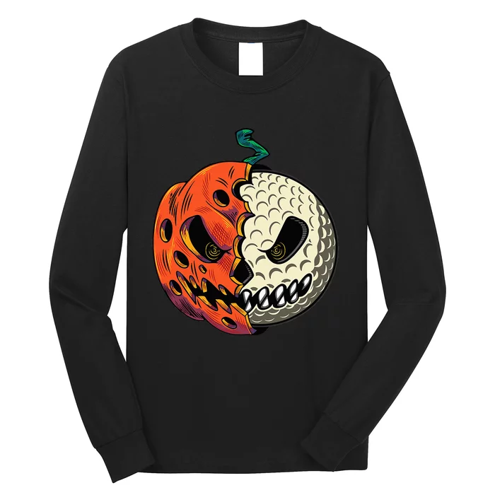 Golf Ball Costume Pumpkin Skull Halloween Golf Player Long Sleeve Shirt