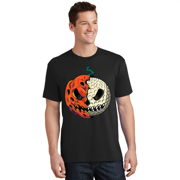 Golf Ball Costume Pumpkin Skull Halloween Golf Player T-Shirt