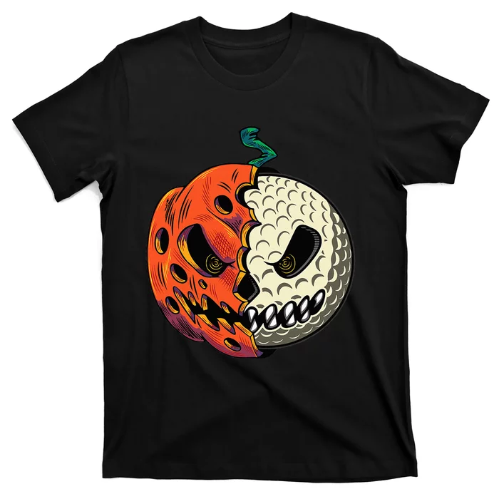 Golf Ball Costume Pumpkin Skull Halloween Golf Player T-Shirt