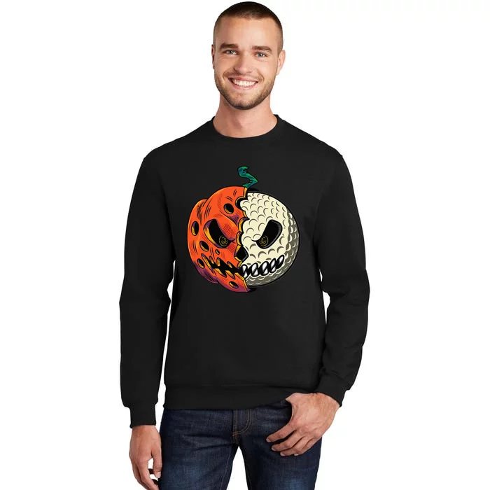 Golf Ball Costume Pumpkin Skull Halloween Golf Player Tall Sweatshirt