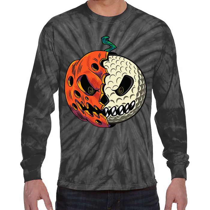 Golf Ball Costume Pumpkin Skull Halloween Golf Player Tie-Dye Long Sleeve Shirt