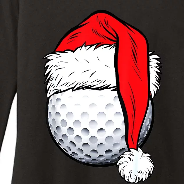 Golf Ball Christmas Santa Hat Golfing Party Gift for Golfer Womens CVC Long Sleeve Shirt