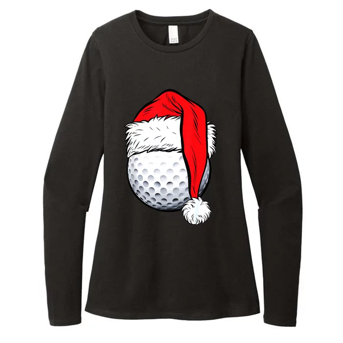 Golf Ball Christmas Santa Hat Golfing Party Gift for Golfer Womens CVC Long Sleeve Shirt