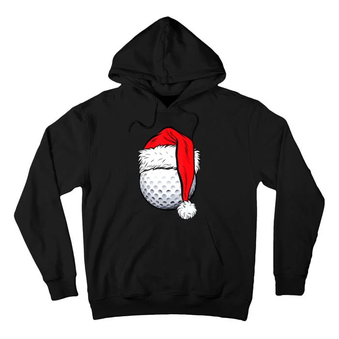 Golf Ball Christmas Santa Hat Golfing Party Gift for Golfer Tall Hoodie