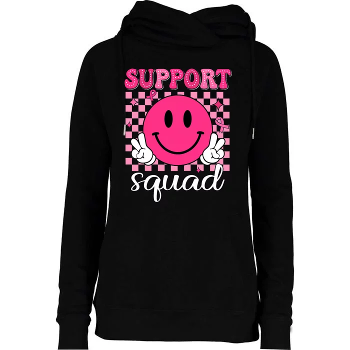 Groovy Breast Cancer Awareness Support Squad Womens Funnel Neck Pullover Hood