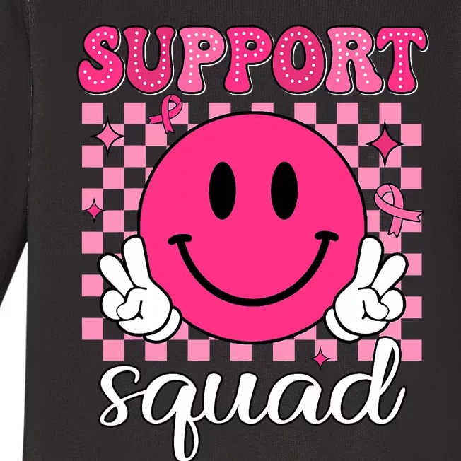 Groovy Breast Cancer Awareness Support Squad Baby Long Sleeve Bodysuit