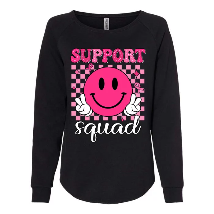 Groovy Breast Cancer Awareness Support Squad Womens California Wash Sweatshirt