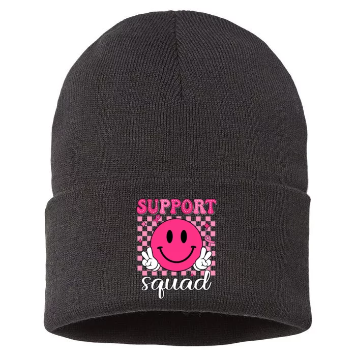 Groovy Breast Cancer Awareness Support Squad Sustainable Knit Beanie