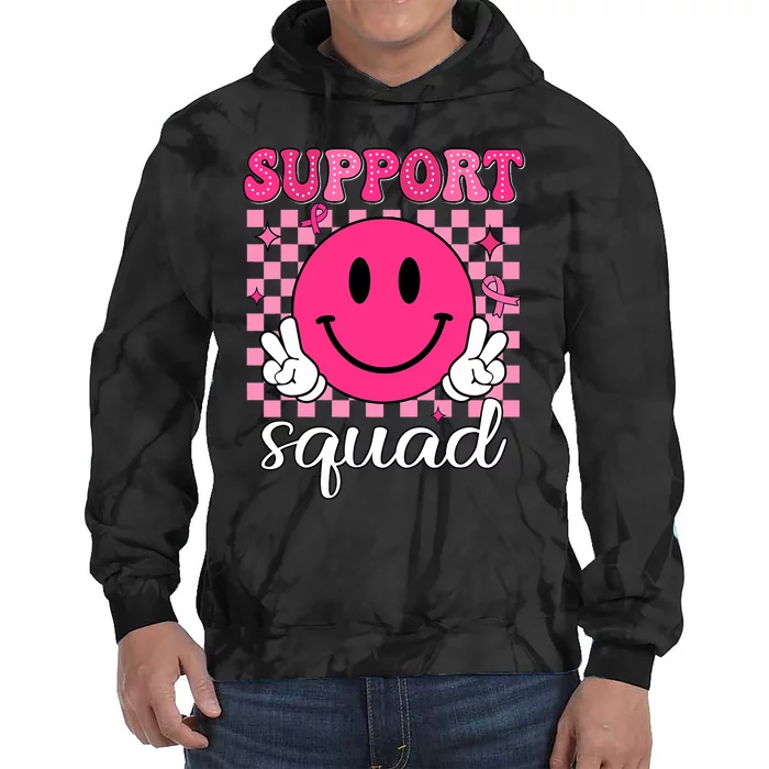 Groovy Breast Cancer Awareness Support Squad Tie Dye Hoodie