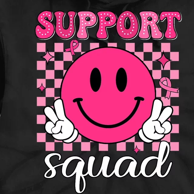 Groovy Breast Cancer Awareness Support Squad Tie Dye Hoodie