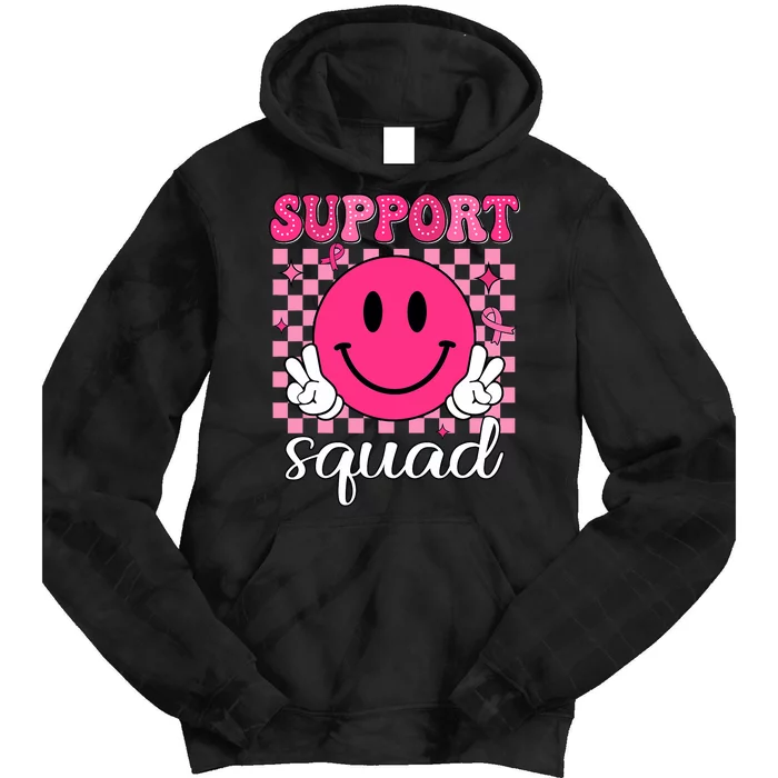 Groovy Breast Cancer Awareness Support Squad Tie Dye Hoodie